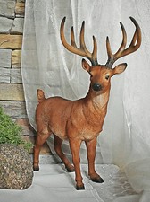 ❀ Hirsch Groß Braun 36cm Stehend Naturgetreu Detailgenau Geweih Reh Rentier #340