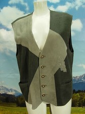 Made in Austria tadellose Leder Leinen Trachtenweste Herren Trachten Weste Gr.50