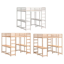 Hochbett Einzelbett Bettgestell Bett mit Schreibtisch & Leiter Massivholz Kiefer