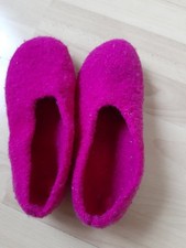 Filzhausschuhe Gr. 37/38 pink Hausschuhe gefilzt, Sohlenlänge 23cm außen