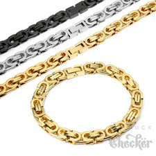 Königsketten Set 316L Edelstahl silber gold schwarz Herren Halskette Armband