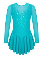 DE ranrann Mädchen Eiskunstlauf Langarm Ballettkleid Turnanzug Eislaufen Kleid