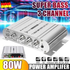 80W Verstärker Stereo 3 Kanal Endstufe Auto Amplifier MP3 DVD Aluminium Machine