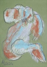 Aufregung Pastellmalerei Kreidezeichnung sig. Unikat Prof.em A. Loeschner-Gornau