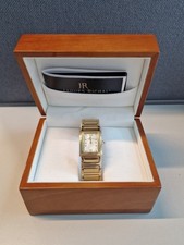 Jaques Richal Damen Armbanduhr Tiara vergoldet + perlmutt mit Zirkonia Holzbox