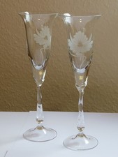 Kristallglas Sektkelch  Sektglas (2er Set) SPIEGELAU mit Blumen-Gravur