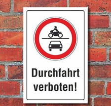 Schild Durchfahrt verboten PKW