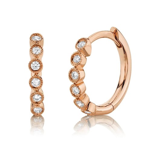 14k rosegold diamant huggie - rosegold,
