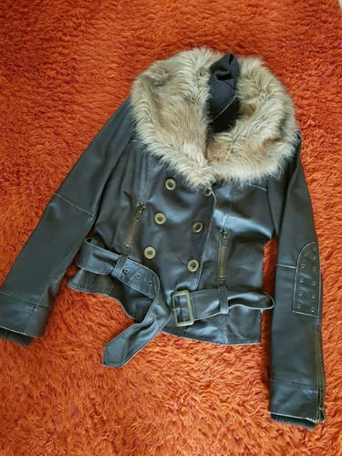 Vintage lederjacke mit - vintage,