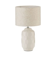 Pauleen Deko Tisch Lampe Leuchte CHARMING SPARKLE Keramik Textil creme 38x22cm