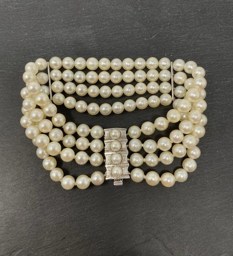 585 weißgold perlenarmband - 585,