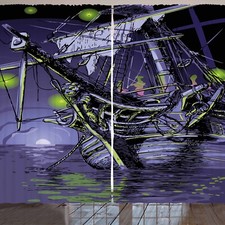 Piratenschiff Rustikale Gardine Geisterfahrzeug Insel