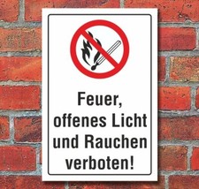 Schild Feuer, offenes Licht