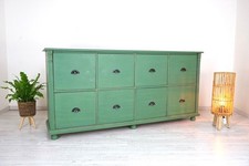 schöne Vintage Apothekerkommode in Shabby-Chic-Grün im Landhausstil