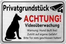 Freilaufender Hund Schild 30x20cm Warnschild Hier wache ich Videoüberwachung