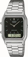 Casio AQ-230A-1D Collection Retro Armbanduhr Edelstahl Wasserdicht 27,8 mm silb