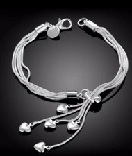 Bettelarmband 925 Silber Pl. Anhänger Herze  Schmuck Damenarmband Neu 