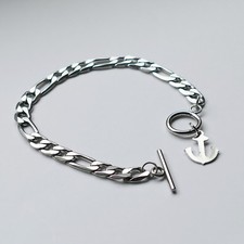 Edelstahl Armband figaro Kettenarmband 20 cm, 7 mm breit mit Knebelverschluss 