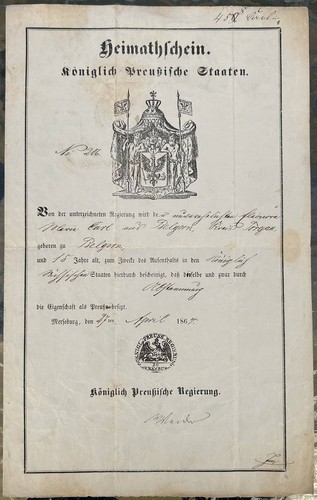 Heimatschein königlich - heimatschein,