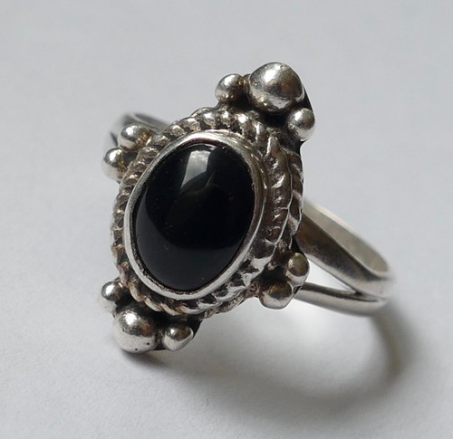 Ring onyx cabochon - ring, 925
