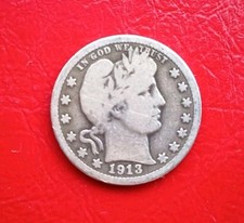 USA Barber Quarter 1/4 Dollar 1913 25 US-Cent Amerika alte Silbermünze Silber