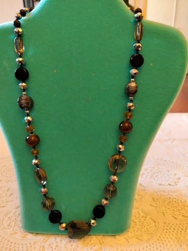Halskette onyx und - und, glas