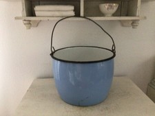 Alter Emaille Eimer Shabby Blau Brocante Emaile Landhaus Übertopf Vintage Deko