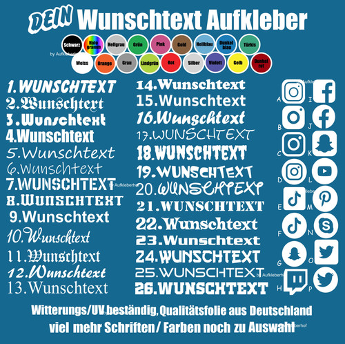 30cm wunschtext aufkleber - 30cm,