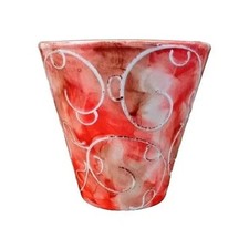 Blumen Pflanzen Übertopf, Planztopf, rot/weiß Ø 15,7 cm, Shabby Style, Vintage