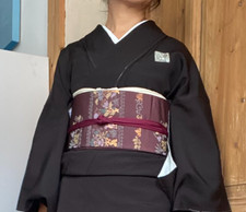 Japanischer Kimono Gürtel FUKURO OBI Seidengewebe Nishijin Brokat Lila