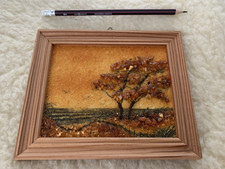 Org.Natur Bernstein Bild 3D-Bilderrahmen ca.17,5×14,5cm Braun Gold Handkunst RAR