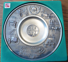Zinnteller Wandteller Feuerwehr  mit Darstellung Oldtimer Löschfahrzeuge 95%Zinn