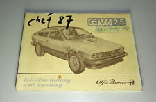 Betriebsanleitung + Wartung / Handbuch Alfa Romeo GTV 6 2.5 V6 Stand 01/1983