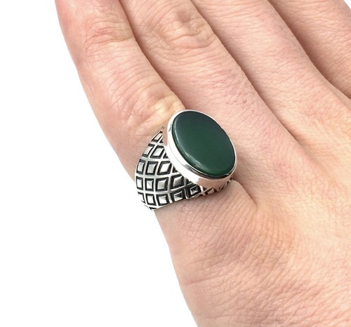 925 silber ring grüner - ring, onyx