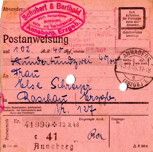 Postanweisung sbz 1946 - -,