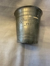 alter Zinnbecher Schnapsbecher ? Höhe 6 cm innen Marken? bez. C. Eifert 1780