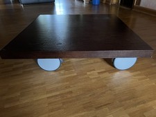 Couchtisch Grabfeld Möbel - Eiche furniert, 90x90x26,5 , Füße 18 cm Rollen