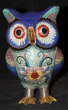 chinesische Cloisonné-Eule Emaille ca. 18cm Dekorfigur Geschenk Sammle