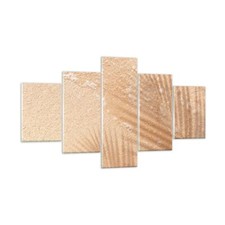 Wandbilder 125x70cm 5 tlg Glasbild Sand Schatten Blätter Bilder Art Wanddeko