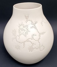 IKEA Hella Jongerius Vase cremefarben 2005 limit., PS Jonsberg, H 34 cm handmade