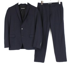 Drykorn Anzug Herren (EU) 44 Einreihig Wollmischung Plissiert Dunkelblau