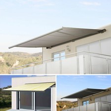 Elektrische Markise T122, Vollkassette 4x3m Polyester/Citel Acryl UV80 grau