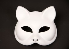 Katzen-Halbmaske weiß