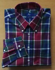 Crewfield Hemd Gr. XL Langarm Karo bordeaux blau grün weiß 100% Baumwolle NEU