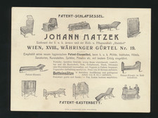 Reklame-Karte aus Wien, Johann Matzek, Patent Schlafsessel  (Z29)