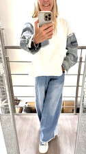 Sweatshirt jeansärmel fransen - sweatshirt,