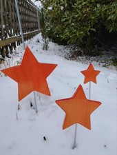 Sterne aus Holz im 3-er Set, wetterfeste Gartenstecker