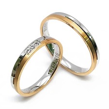 Ein paar Trauringe, Weiss- und Gelbgold 585, mit Diamanten (LRSZ016)