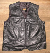 STARK:  Herren- LEDERWESTE / Outdoor- Weste in schwarz aus Nappaleder ca. 56-58
