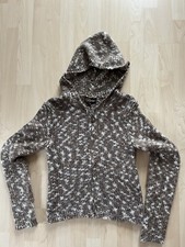 INSCENE Damen Strickjacke Grobstrick mit Kapuze Braun Beige meliert Größe M